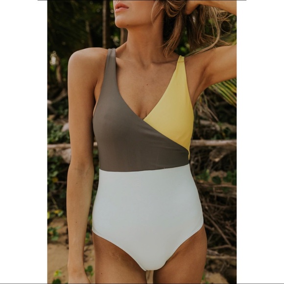 Roolee Santa Monica Colorblock One Piece Swimsuit S - Picture 3 of 14